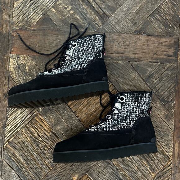 NWOT Women's Larroude Vail Tweed Nubuck Leather Ankle Platform Boots - Sz 9.5 - Picture 7 of 8